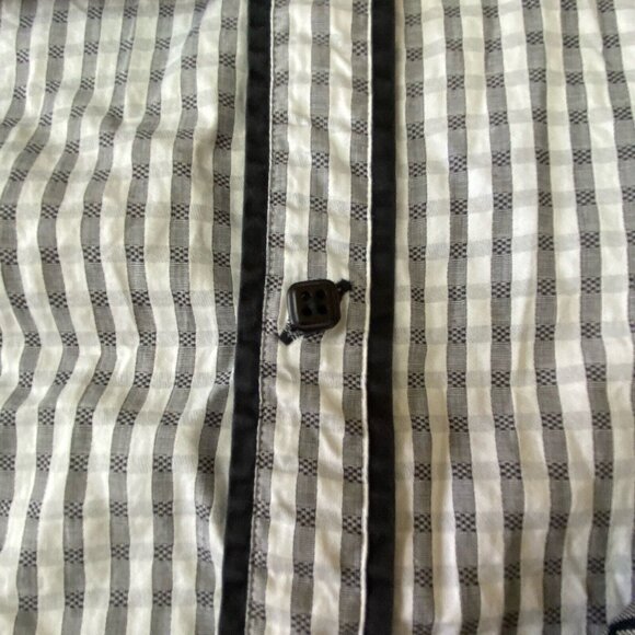 7 Downie St Button Down Shirt Mens Size 4 Medium Flip Cuff Black White Check - Picture 6 of 8